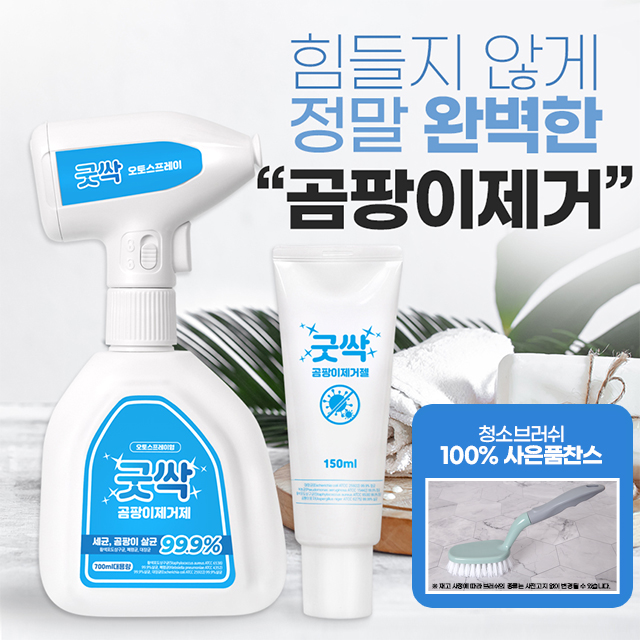  99.99%살균 자동분사 곰팡이 제거제 굿싹(feat.청소브러쉬)