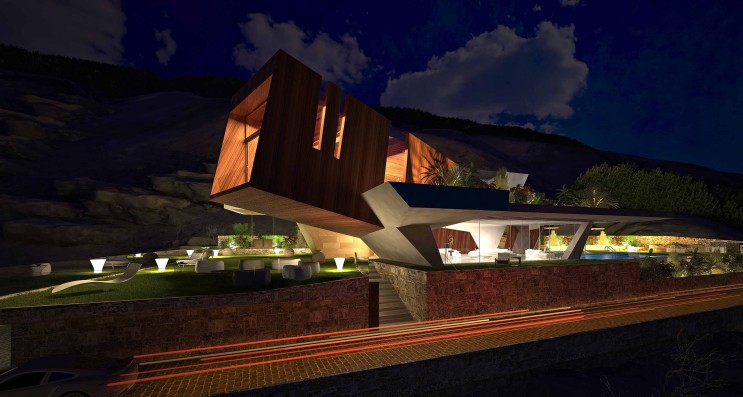 다이나믹 플라잉 빌라 변화막측 볼륨 건축 형태 미학