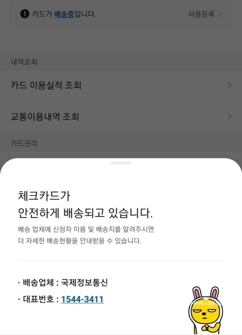 언제 오는거야? 카카오뱅크 체크카드 배송조회 및 배송기간