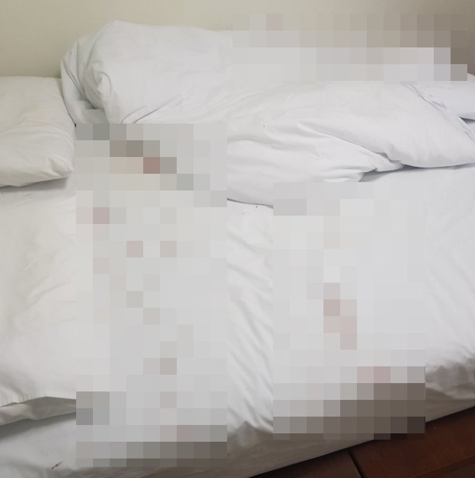 펜션 거실 이불 피뿌리고 가버린 손님 자영업자는 힘들다 펜션 거실 이불 피뿌리고 가버린 손님 자영업자는 힘들다