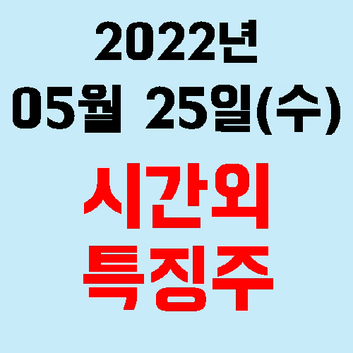  오늘의 시간외 특징주 2022년 05월 25일(수)