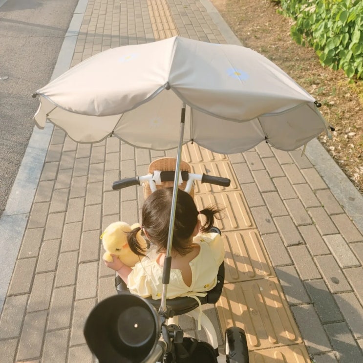유아 자전거 샘트라이크100 장단점/ 조립/ 라탄바구니+ 차양막 이유 우산