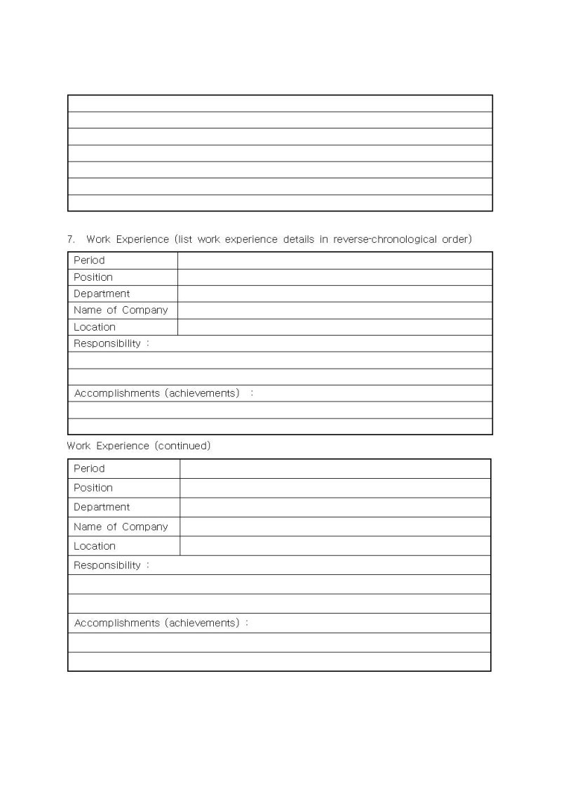 영문이력서 양식 샘플 및 올바른 작성방법 : 네이버 블로그