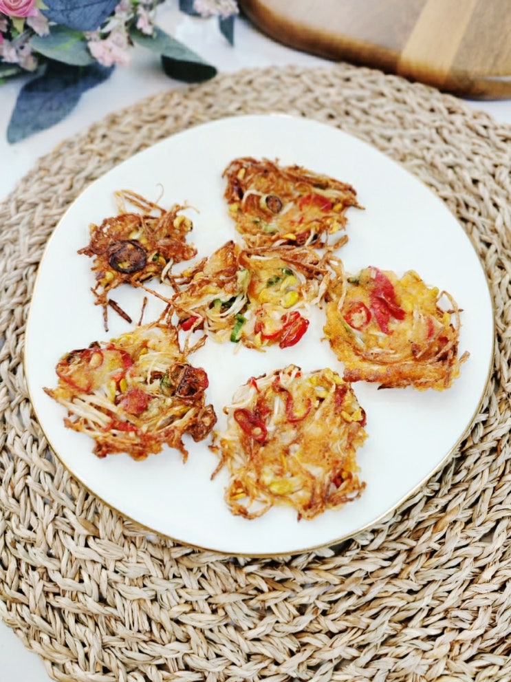  백종원 콩나물전 간단한 자취요리 혼술안주 아삭바삭 짭조름해요
