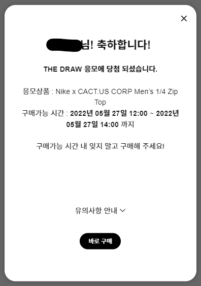  나이키 Nike x CACT.US CORP Men’s 1/4 Zip Top THE DRAW 응모 당첨