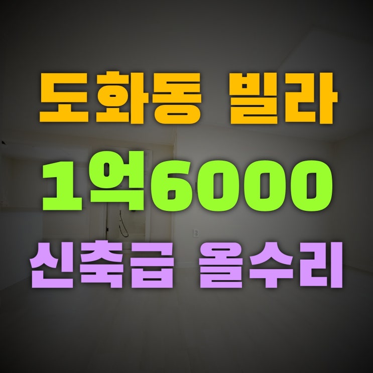 도화동 빌라매매 신축급 올수리 공실로 바로입주 가능
