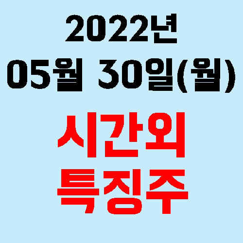  오늘의 시간외 특징주 2022년 05월 30일(월)