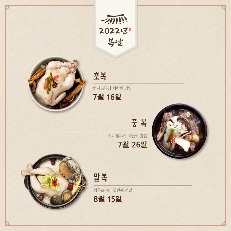  [식모샅이] 복날 언제지? 복날 계산법과 유래 (feat. 삼계탕의 대추 먹어도 되나요?)