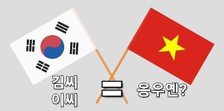 한국의 김씨와 이씨는 베트남 응우옌 성씨 인가?