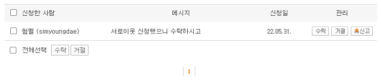  살다 살다 재밌는 이웃신청을 다 받아본다