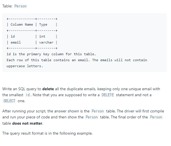 SQL 문제 10 - Delete Duplicate Emails LeetCode 196