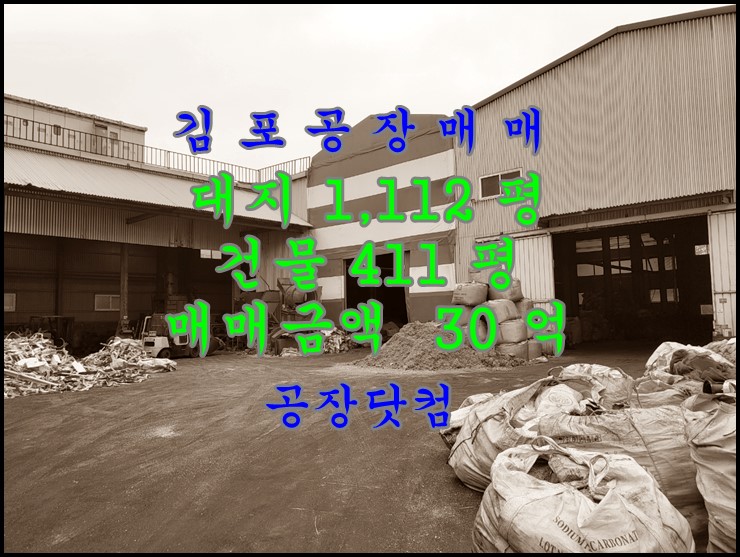 김포 대곶 석정리 층고높은 대형공장 매매,대지1112평,건물411평,추레라가능