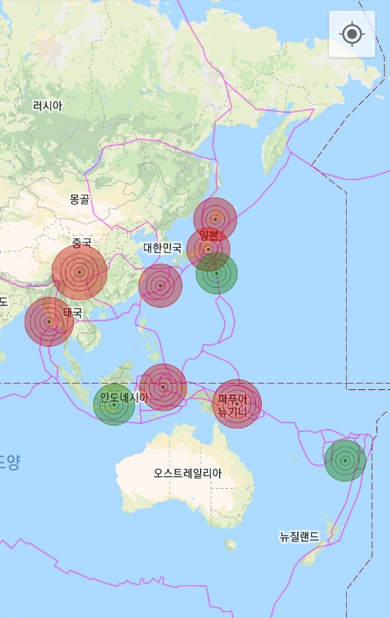  세계지진발생현황(2022년6월2일)
