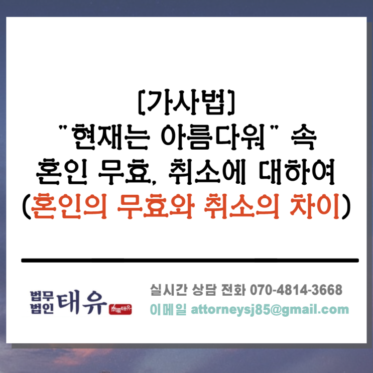  가사법 - "현재는 아름다워" 속 혼인 무효, 취소에 대해서