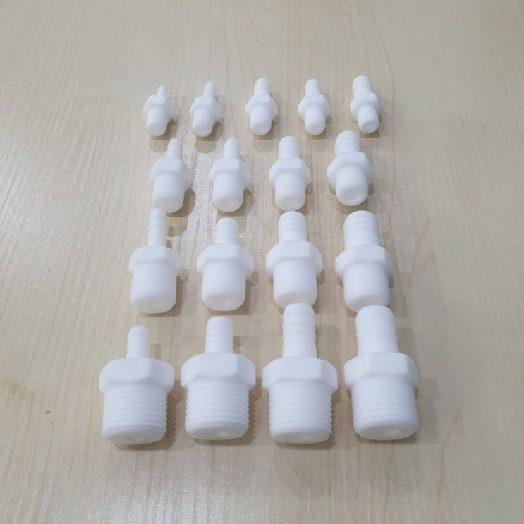  PTFE 테프론 호스 니플 [튜브 연결관 테플론 teflon nipple 커넥터 피팅] Teflon hose nipple thread 나사니플 나사산 connetor