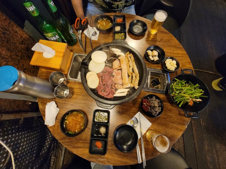  응암역곱창 은평한우곱창 모듬구이에 맥주 한잔