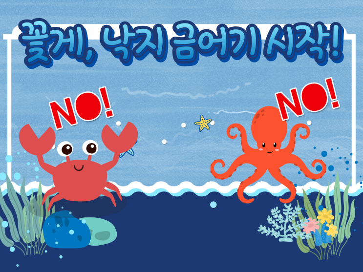  여름철 산란기 6월부터 꽃게, 낙지, 수컷대게 등 7개 어종 금어기 시작!