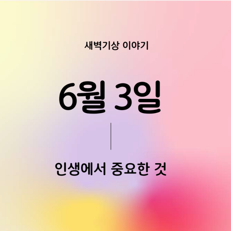 6월3일 / 인생에서 중요한 것