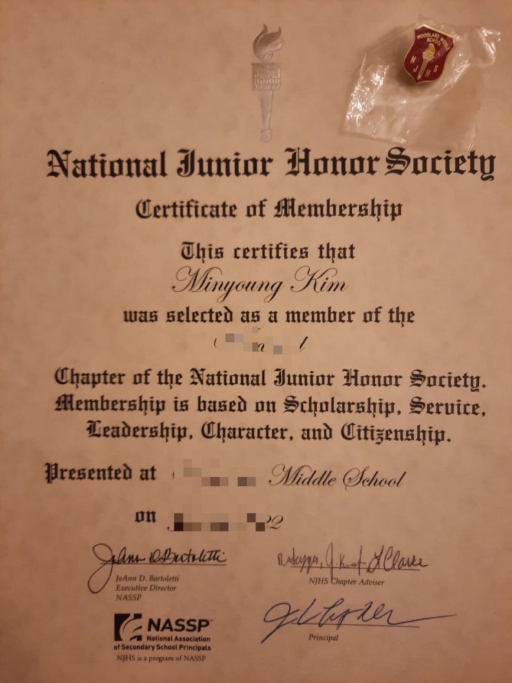  National Honor Society [NHS]: National Junior Honor Society