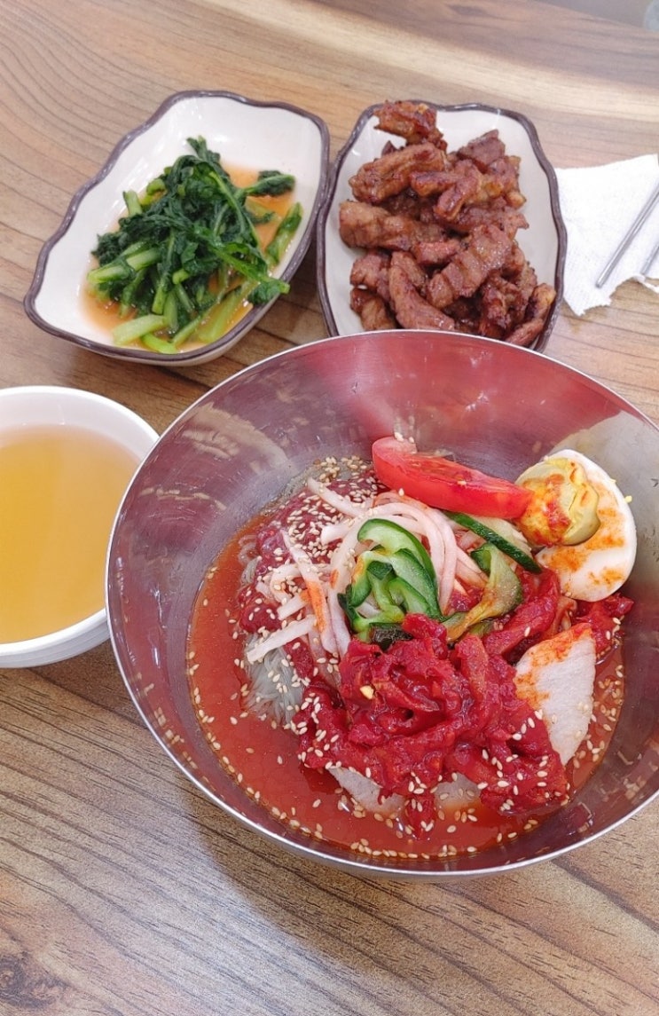  원당맛집 퀸즈고쌈냉면 황태회냉면+숯불갈비, 물냉면+숯불갈비, 고기만두