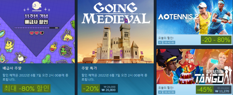 6월 1주차 스팀 세일 (스팀 주말 특별 할인)