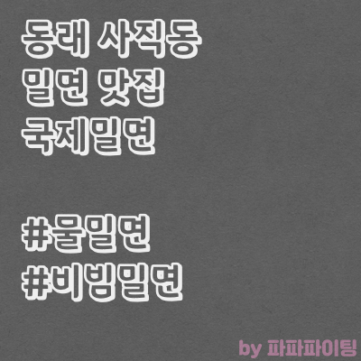  동래 사직동 밀면 맛집 국제밀면 물냉과 비냉