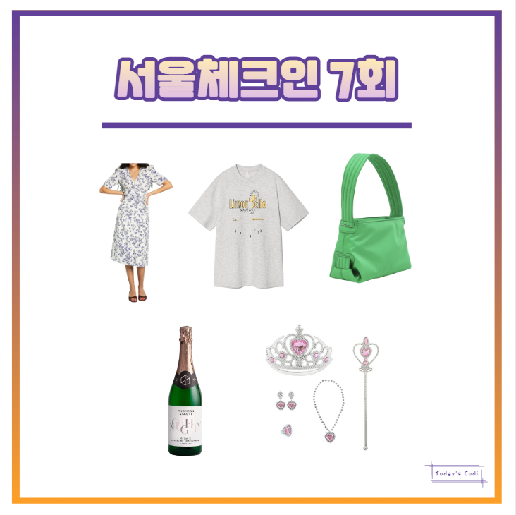  서울체크인 이효리 원피스 옷 티셔츠 가방 귀걸이 목걸이 왕관 홍현희 샴페인 7회 정보