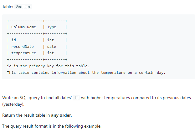 SQL 문제 20 - Rising Temperature LeetCode 608