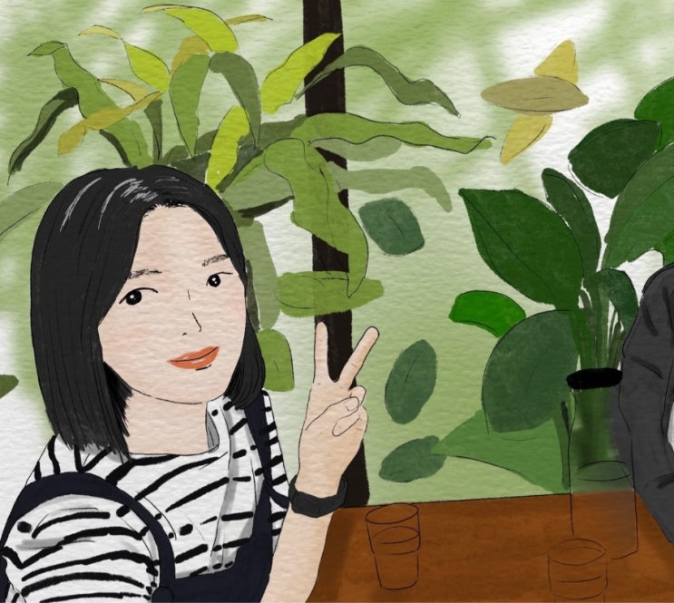  [아이패드 드로잉]일상 라인드로잉 - 친구랑 만난 날!분위기 좋은 식당에서
