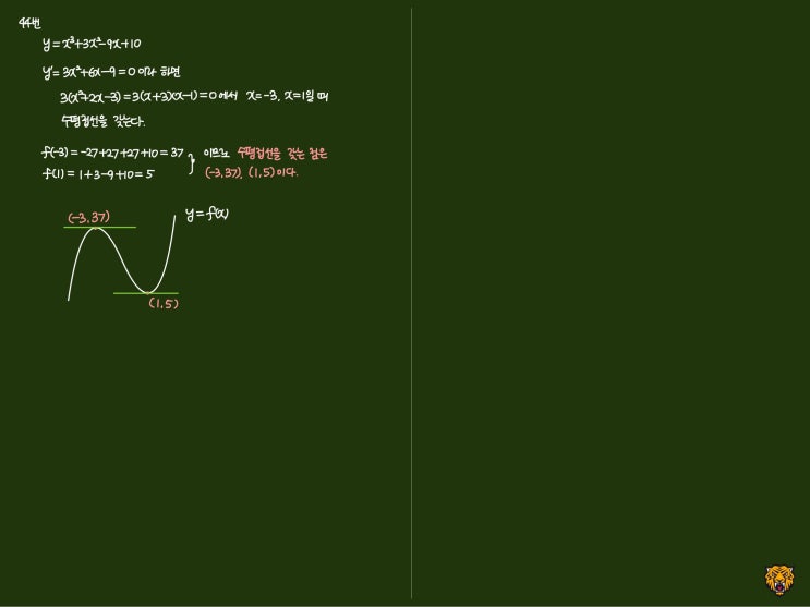 미적분학 Calculus) 수평접선 구하기 미적분학 Calculus) 수평접선 구하기