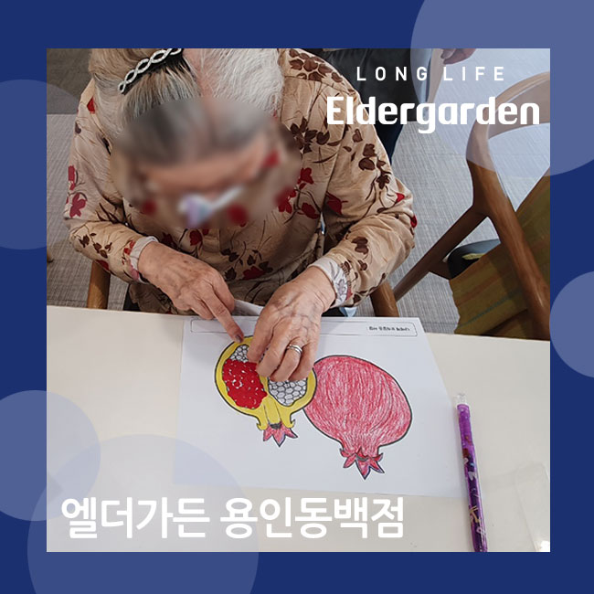  용인동백 프리미엄 주야간보호센터 석류꾸미기 미술활동 프로그램
