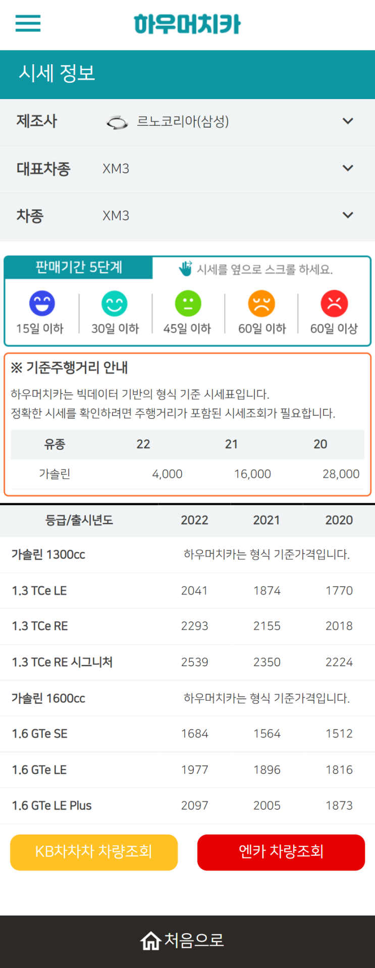 하우머치카 2022년 6월 XM3 중고차시세.가격표