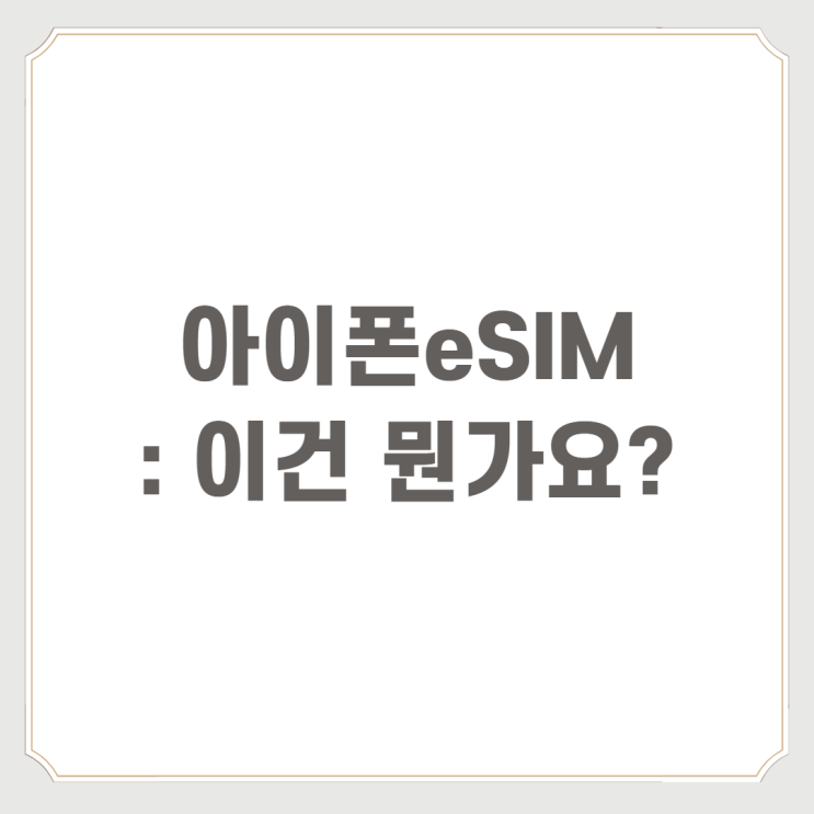  아이폰eSIM : 이건 뭔가요?