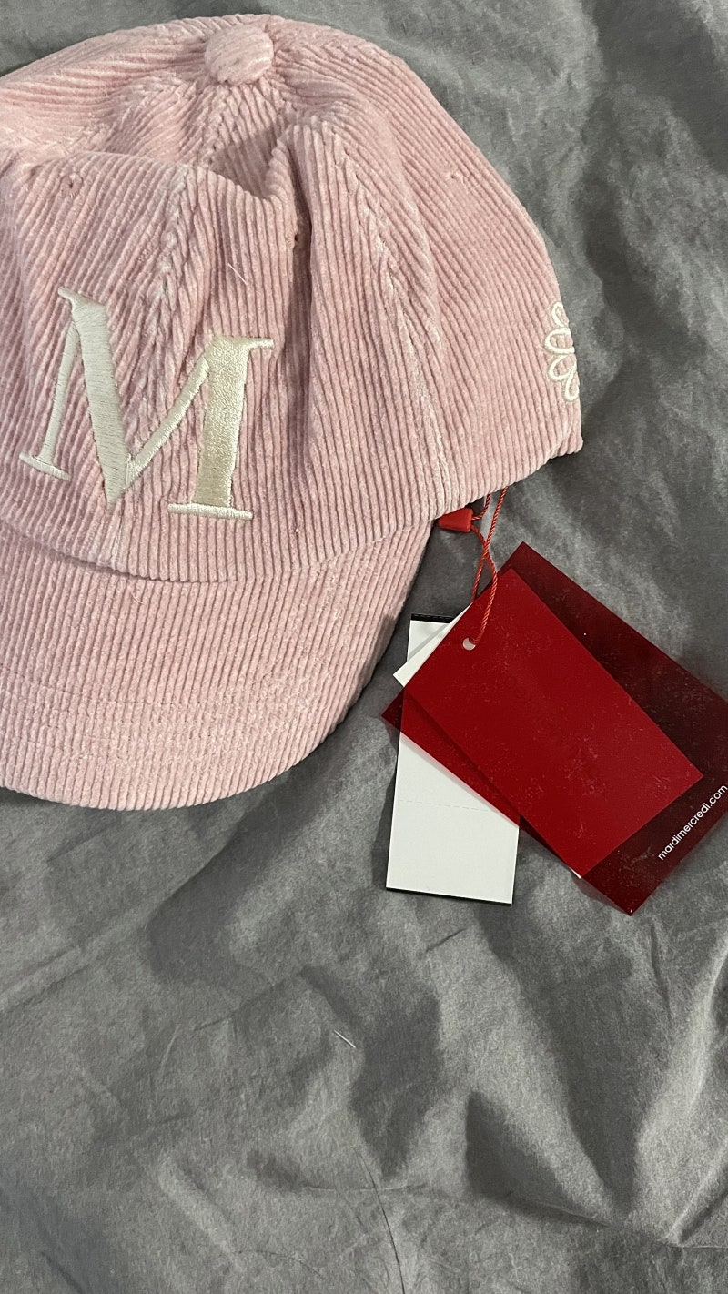 마르디메크르디 코듀로이 캡 핑크화이트 / Mardi Mercredi CORDUROY CAP M PINK WHITE (+착샷)
