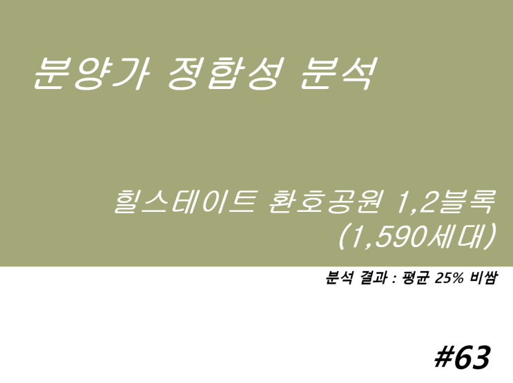  힐스테이트 환호공원 1,2블록 분양가 정합성 분석과 예측(청약홈에서 5/30~6/2 진행)