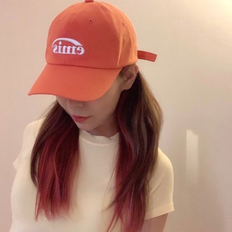  여자 볼캡 추천 내돈내산 이미스모자 emis 뉴로고 오렌지 캡모자 후기