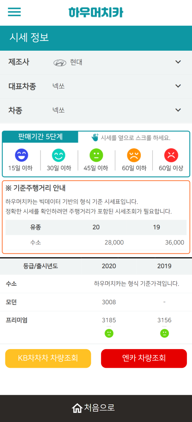 하우머치카 2022년 6월 넥쏘 중고차시세.가격표 하우머치카 2022년 6월 넥쏘 중고차시세.가격표