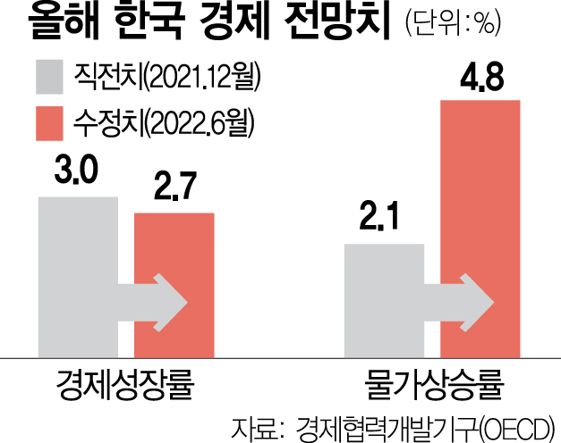 OECD 한국경제 전망 - 성장률 2.7%, 물가상승률 4.8% OECD 한국경제 전망 - 성장률 2.7%, 물가상승률 4.8%