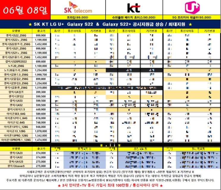 아이폰12 아이폰13 라스트물량 시세표(6월9일) 아이폰12 아이폰13 라스트물량 시세표(6월9일)