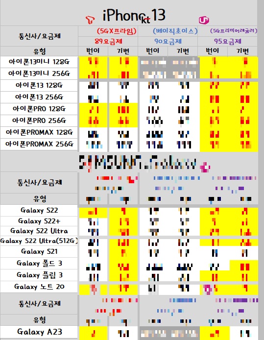 갤럭시퀀텀3 점프2 성지 시세표(6월10일)