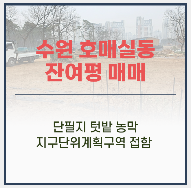 수원 호매실 단필지 매매 / 잔여평 급매