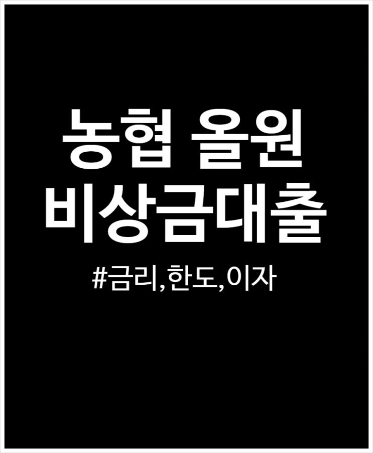  농협 올원 비상금대출 금리, 한도, 조건, 예상이자 총정리