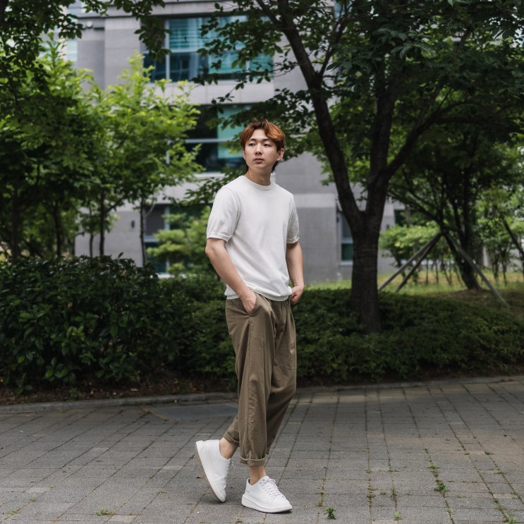  여름 미니멀룩 코디를 위한, WMC 남자 니트 반팔티