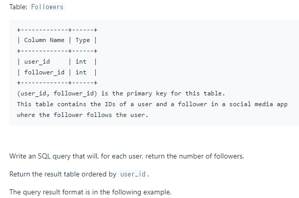 SQL 문제 24 - Find Followers Count LeetCode 1729
