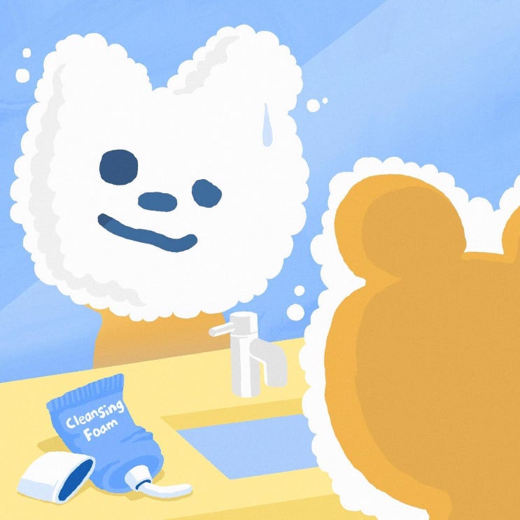  클렌징 하는 무룩이 : 비숑
