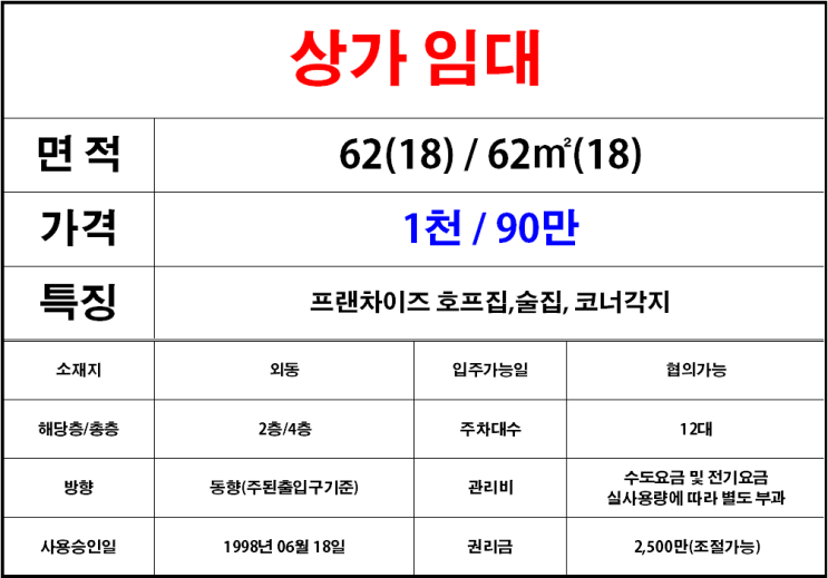  김해외동한국2차아파트상가임대,2층상가임대