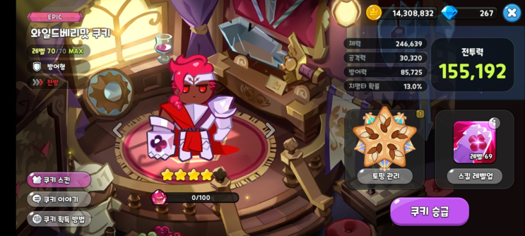  쿠킹덤 와일드베리맛 쿠키 티어, 성능, 토핑 부가 옵션 추천 (쿠키런 킹덤)