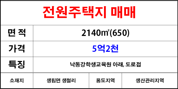  김해생림면생철리토지,땅,답,전원주택지매매
