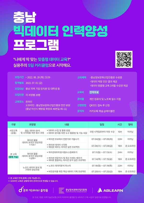  (교육/강연) 충남 빅데이터 인력양성 프로그램
