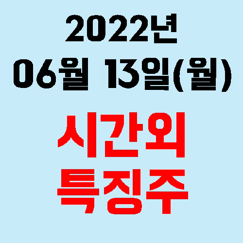  오늘의 시간외 특징주 2022년 06월 13일(월)